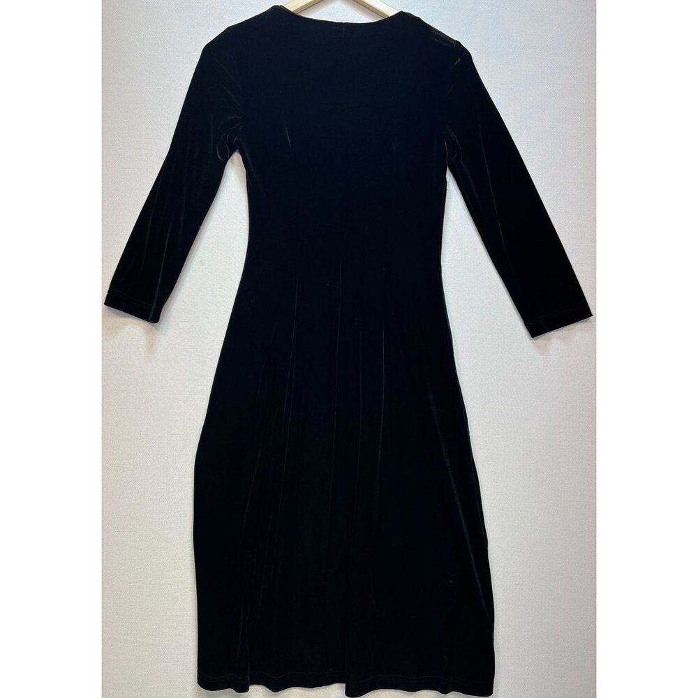 Connected Apparel Women's Holiday Velvet Formal Dress Long Sleeve Size 8 Black - Picture 2 of 12